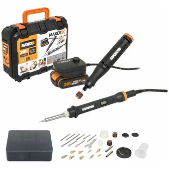  Набор WORX Гравер аккумуляторный WX739.9 + Выжигатель WX744.9 20V 2.0Ач кейс 
