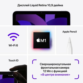  Планшет Apple iPad Air 2022 A2589 MM6U3ZP/A M1 2.99 8C RAM8Gb ROM64Gb 10.9" IPS 2360x1640 3G 4G ДА iOS синий 