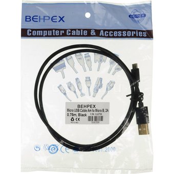  Дата-кабель 2A Square Connector micro 0.75м черный 