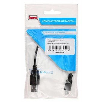  Дата-кабель Buro OTG_MINI USB mini 0.2м черный 