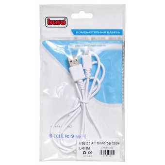  Дата-кабель Buro BHP MicroUSB 0.8 micro 0.8м белый 