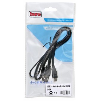 Дата-кабель Buro BHP MicroUSB 1M FLAT micro плоский 1м черный 