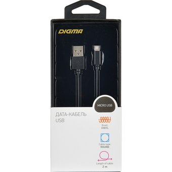  Дата-кабель Digma micro 2м черный 