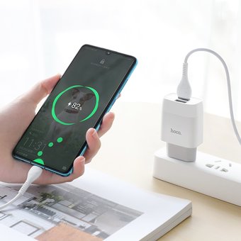  СЗУ HOCO 73A Glorious 2USB +Type-C, 2.4A, белый 