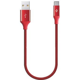  Дата-кабель TEC TypeC 0.3m alum красный 