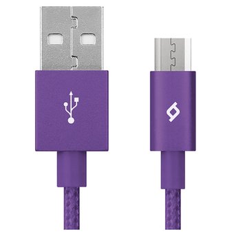  Дата-кабель TEC microUSB 1.0m alum фиолетовый 