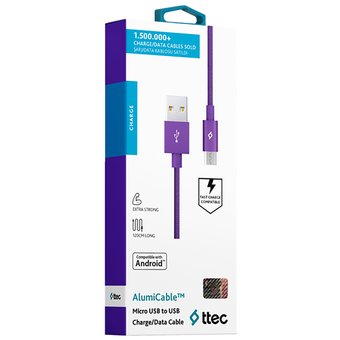  Дата-кабель TEC microUSB 1.0m alum фиолетовый 