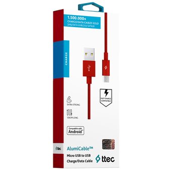  Дата-кабель TEC microUSB 1.0m alum красный 