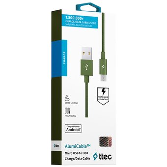  Дата-кабель TEC microUSB 1.0m alum хаки 