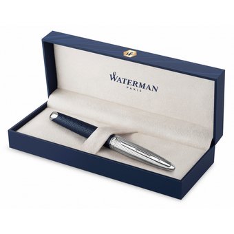 Ручка перьевая Waterman Carene Blue Leather (2099567) синий F перо золото 18K покрытое родием подар.кор. 