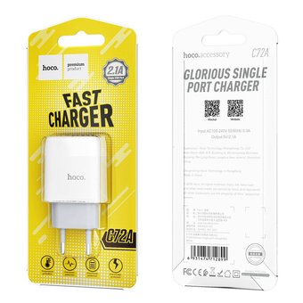  СЗУ HOCO C72A Glorious single port 2,1А, white 