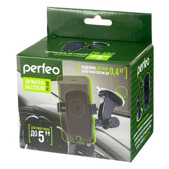  Автомобильный держатель Perfeo 502 для смартфона/навигатора/ до 5"/ на стекло/ One touch/ черный 