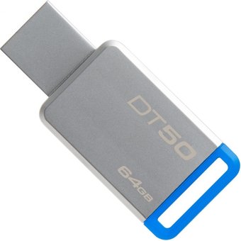  USB-флешка Kingston 64Gb DataTraveler 50 DT50/64GB3.1 серебристый/синий 