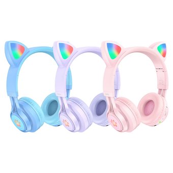  Наушники полноразмерные HOCO W39 Cat ear kids BT, pink 