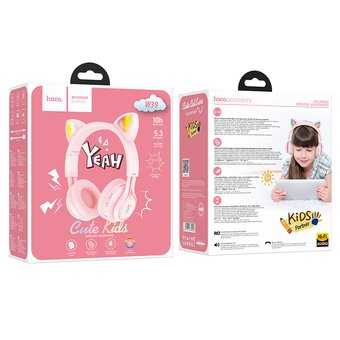  Наушники полноразмерные HOCO W39 Cat ear kids BT, pink 