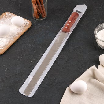  Нож для бисквита мелкие зубцы, рабочая поверхность 35 см, деревянная ручка (1030223) 