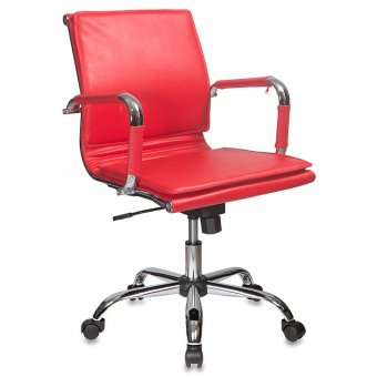  Кресло руководителя Бюрократ CH-993-Low/Red низкая спинка красный искусственная кожа крестовина хром 