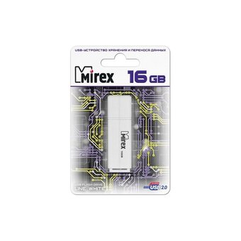  USB-флешка 16GB Mirex Line, USB 2.0, Белый (13600-FMULWH16) 
