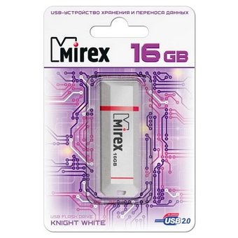 USB-флешка 16GB Mirex Knight, USB 2.0, Белый (13600-FMUKWH16) 