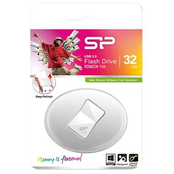  USB-флешка 32GB USB 2.0 Silicon Power SP032GBUF2T08V1W Touch T08, Белый 