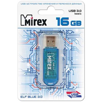  USB-флешка 16GB Mirex Elf, USB 3.0, Синий (13600-FM3BEF16) 