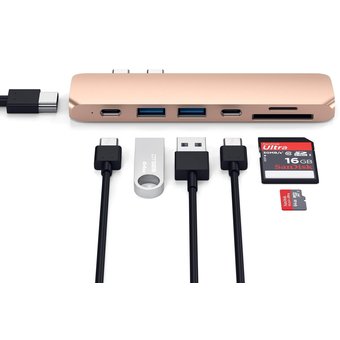 USB-HUB Satechi Type-C USB 30 Passthrough Hub для Macbook 12" розовое золото 