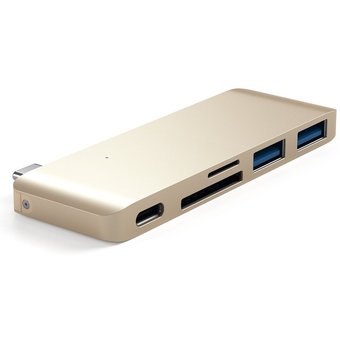  USB-HUB Satechi Type-C USB 30 Passthrough Hub для Macbook 12" золотой 
