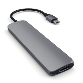  USB адаптер Satechi Slim Aluminum Type-C Multi-Port Adapter with Type-C Charging Port сер 