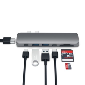  USB-HUB Satechi Aluminum Pro Hub для Macbook Pro (USB-C) серый космос 