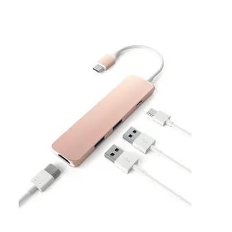  USB адаптер Satechi Slim Aluminum Type-C Multi-Port Adapter with Type-C Charging Port роз 