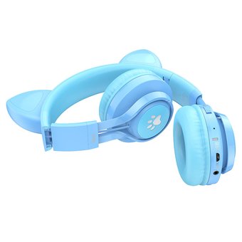  Наушники полноразмерные HOCO W39 Cat ear kids BT, blue 