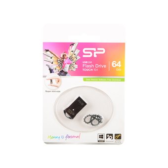  USB-флешка Silicon Power SP064GBUF2T01V1K 64GB Touch T01, USB 2.0, Черный 
