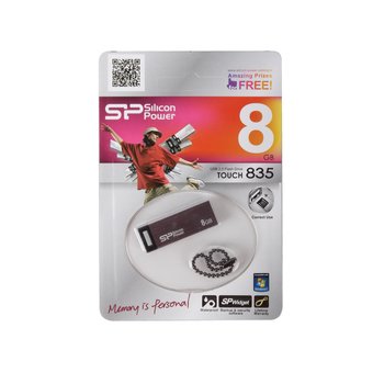  USB-флешка Silicon Power 8Gb Touch 835, USB 2.0, Серый (SP008GBUF2835V1T) 