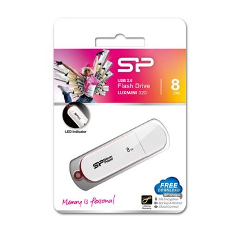  USB-флешка Silicon Power 8Gb LuxMini 320, USB 2.0, Белый (SP008GBUF2320V1W) 