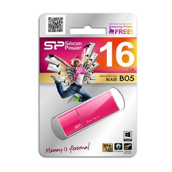  USB-флешка 16Gb Silicon Power Blaze B05, USB 3.0, Розовый (SP016GBUF3B05V1H) 