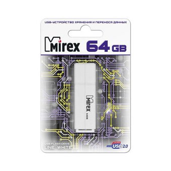  USB-флешка Mirex 13600-FMULWH64 64GB Line, USB 2.0, Белый 