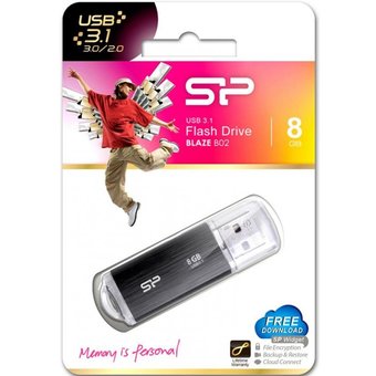  USB-флешка Silicon Power 8Gb Blaze B02, USB 3.1, Черный (SP008GBUF3B02V1K) 