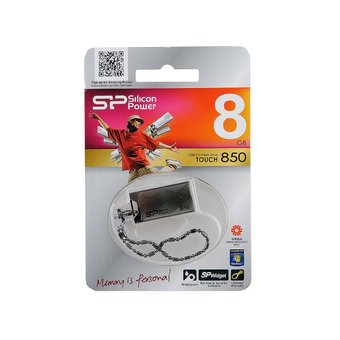  USB-флешка Silicon Power 8Gb Touch 850, USB 2.0, Титан (SP008GBUF2850V1T) 