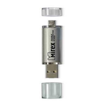  USB-флешка Mirex 8GB Smart, OTG, USB 2.0/MicroUSB, Серебро (13600-DCFSSM08) 