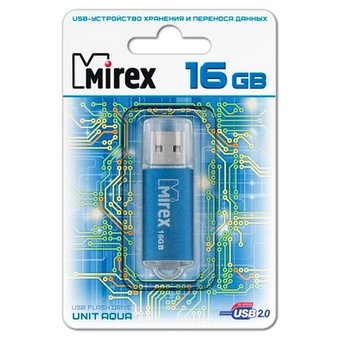  USB-флешка 16GB Mirex Unit, USB 2.0, Синий (13600-FMUAQU16) 