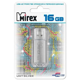  USB-флешка 16GB Mirex Unit, USB 2.0, Серебро (13600-FMUUSI16) 