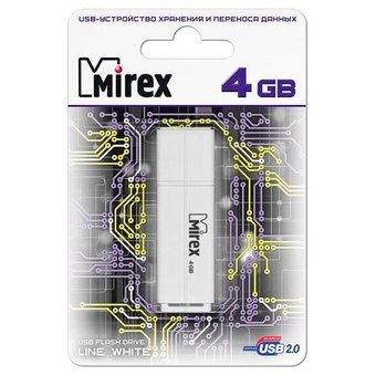  USB-флешка Mirex 4GB Line, USB 2.0, Белый (13600-FMULWH04) 
