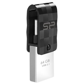  USB-флешка Silicon Power SP064GBUC3C31V1K 64GB Mobile C31, OTG, USB 3.1/Type-C, Черный 