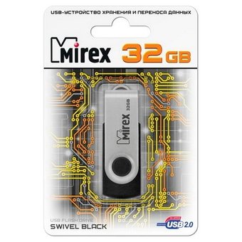  USB-флешка Mirex 13600-FMURUS32 32GB Swivel, USB 2.0, Черный 