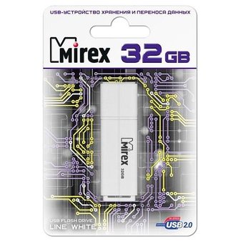  USB-флешка Mirex 13600-FMULWH32 32GB Line, USB 2.0, Белый 