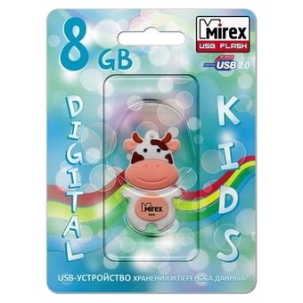  USB-флешка Mirex 8GB Cow, USB 2.0, Персиковый (13600-KIDCWP08) 
