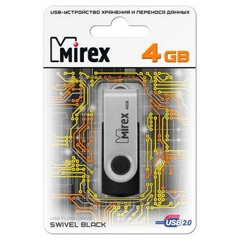  USB-флешка Mirex 4GB Swivel, USB 2.0, Черный (13600-FMURUS04) 
