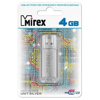  USB-флешка Mirex 4GB Unit, USB 2.0, Серебро (13600-FMUUSI04) 