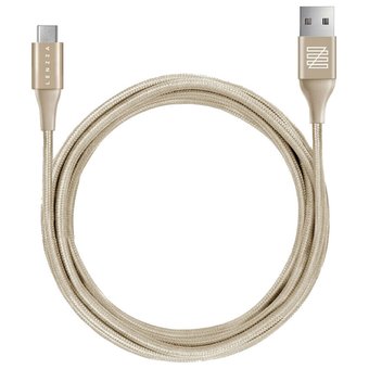  Кевларовый кабель LENZZA Nylon Braided Type-C to USB 2м золотой 