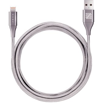  Кевларовый кабель LENZZA Nylon Braided Kevlar Cable Lightning to USB 1,2м графит 
